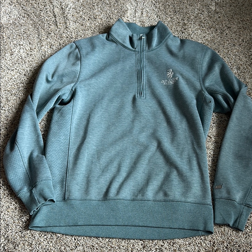 Nike Gray Zip Up Sweater with Textured Fabric, St Andrews Old Course Logo